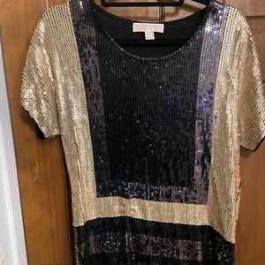 MICHAEL KORS Color Block Top Sequin Blouse Size Medium